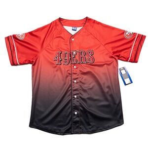 San Francisco 49ers NFL Ultra Game Baseball Jersey Men's XL Red Black Gradient